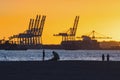 Port of Long Beach at sunset Royalty Free Stock Photo