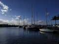 Port Louis dock marina vehicle boat sea harbor reflection watercraft port mast bay dusk sailboat evening sail water ship coast sky Royalty Free Stock Photo