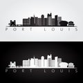 Port Louis skyline and landmarks silhouette