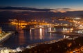 Port of Malaga from castle in evening Royalty Free Stock Photo