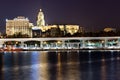 Port of Malaga in the night. Muelle Uno. Royalty Free Stock Photo
