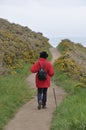 PORT MANECH, FRANCE 07 MAY, 2016: Hiker in Port Manech in Brittany