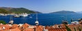 Panoramic view of Marmaris. The parking of boats and yachts. Royalty Free Stock Photo