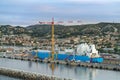 Port in Marseille, ship in dry dock. France Royalty Free Stock Photo