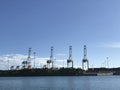 Port of Miami Cargo Terminal Cranes View. Photo image Royalty Free Stock Photo