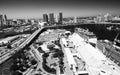 Port of Miami from the helicopter - Florida aerial view on a beautiful sunny day Royalty Free Stock Photo