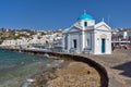 Port of Mikonos Town and church, island of Mykonos, Cyclades Islands