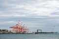 Port mobile crane taken in Yokohama port in Japan