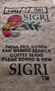 Port Moresby, New Guinea - august 29 2020 : coffee beans bag