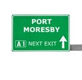 PORT MORESBY road sign isolated on white Royalty Free Stock Photo