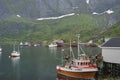 port of Moskenes is a typical little fishing town in Norway