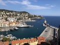 Port of Nice with white yachts and blue sea, coast of Mediterranen sea, CÃÂ´te d\'azur, France