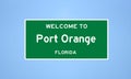 Port Orange, Florida city limit sign. Town sign from the USA.