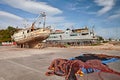 The port of Ortona, Abruzzo, Italy with boat repayr shipyard