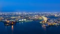 Port of Osaka,night view of Osaka bay in twilight ,travel destin