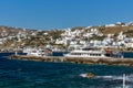 Port and panoramic view to town of Mykonos, Greece