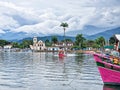 Port of Paraty, Brazil with colorful tourist and fishing boats in the bay between Rio de Janeiro and Sao Paulo