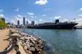 Port with a parked boat, Lake Erie Waterfront, Cleveland, USA