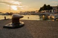 Port in Porec on the Adriatic coast in Croatia at sunset Royalty Free Stock Photo