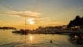 Port in Porec on the Adriatic coast in Croatia at sunset Royalty Free Stock Photo