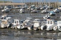 Port of Portbail in France, Normandy in tidal with Boats