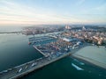 Port in Porto during sunset. Aerial view at sunset Royalty Free Stock Photo