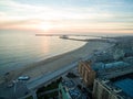 Port in Porto during sunset. Aerial view at sunset Royalty Free Stock Photo