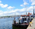 Port at the River Trave in the Old Town of Travemuende at the Baltic Sea in Schleswig - Holstein