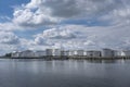 Port of Rotterdam. Botlek. Oil refinery plant from industry zone, oil and gas industrial, Refinery factory oil storage tank and Royalty Free Stock Photo