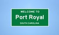 Port Royal, South Carolina city limit sign. Town sign from the USA.