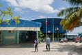 Port`s passangers terminal at the Villingili tropical island Royalty Free Stock Photo