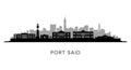 Port Said Skyline Black and white vector Royalty Free Stock Photo