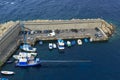 The port of Scilla with special boat for catching swordfish. Southern Italy Royalty Free Stock Photo