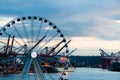 Port of Seattle Ferris Wheel Royalty Free Stock Photo