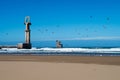 Port of Sidi Ifni from the beach with copy-space right