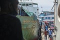 Port of Sorong city from inside a ferry, Indonesia