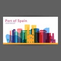 Port of Spain colorful architecture vector illustration Royalty Free Stock Photo