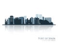 Port of Spain skyline silhouette with reflection. Royalty Free Stock Photo