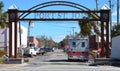 Port St. Joe Welcome Gate with Red Cross Truck Royalty Free Stock Photo