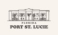 Port St.Lucie skyline, florida drawn sketch usa city