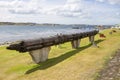 Port Stanley. Falkland islands.  mizzen mast on the embankment. Royalty Free Stock Photo