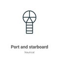 Port and starboard outline vector icon. Thin line black port and starboard icon, flat vector simple element illustration from