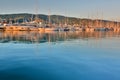 The port at sunset. Lavagna. Liguria. Italy Royalty Free Stock Photo