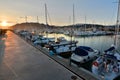 The port at sunset. Lavagna. Liguria. Italy Royalty Free Stock Photo