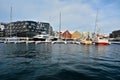 Port of Tromso with sail boats Royalty Free Stock Photo