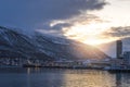 Port in Tromsoysundet strait and Tromso harbour