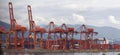 Port of Vancouver BC Cranes and Containers Royalty Free Stock Photo