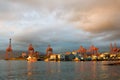 Port of Vancouver BC Canada at Sunset Royalty Free Stock Photo