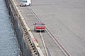 Port of Vancouver, WA, USA. August,21, 2020. Shore dockers work on the berth with ship ropes during the mooring operation of a bul