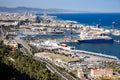 Port Vell with a huge cargo and passenger terminals at Barcelona